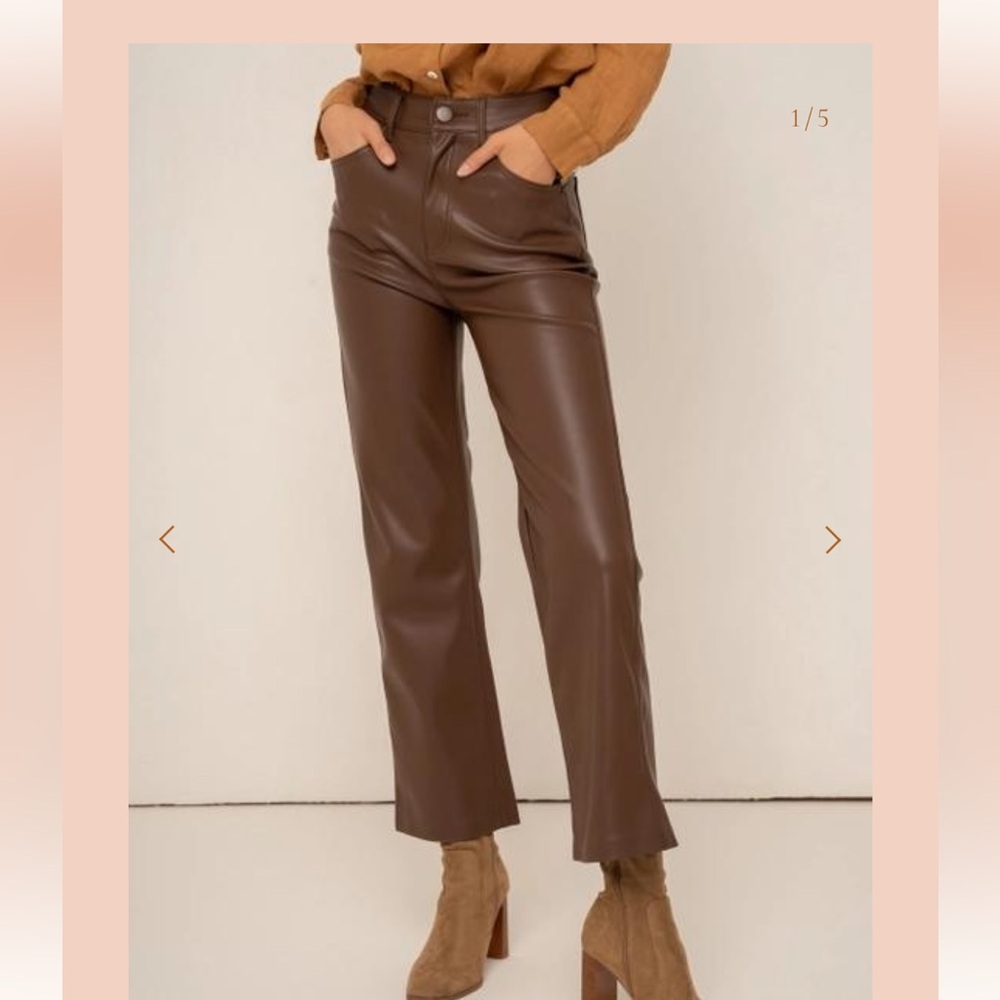 Faux Leather Brown Pants